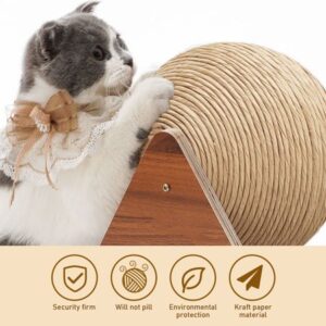 Natural Sisal Rope Cat Scratching Ball Toy for Indoor Cats and Kittens,Interactive Solid Wood Scratcher Rolling Ball Pet Cat Toys,By TWSOUL