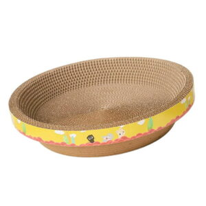 Pet Cat Scratching Board Corrugated Cat Scratch Pads Nest Kitty Interactive Toys Scratching Bed Bowl-Shaped Plate Scratcher Prevent Furniture Damage 39cmx11cm