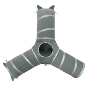 Kitty City Gray Pop-up 3-Way Cat Tunnel, Cat Bed, Cat Toy for Cats and Kittens