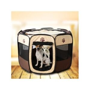EleaEleanor 1 PC Portable Collapsible Octagonal Pet Tent Dog House Outdoor Breathable Tent Kennel Fence for Large Dogs(Oxford Cloth+PVC Material)
