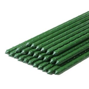 WHDZ 25 PCS Garden Stakes 48 Inches Sturdy Plastic Coated Steel Plant Sticks Support for Securing Trees,Natural Climbing Plants,Shrubs,Green