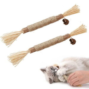 Abenow 2PCS Cat Toys Kitten Teething Chew Toys Natural Chew Sticks for Pet Teeth Cleaning