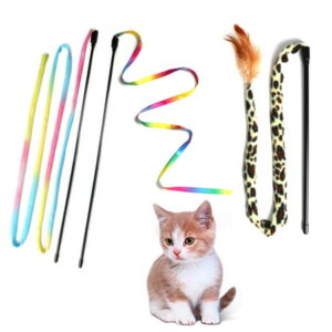 M JJYPET Cat Wand Toys, Kitten Toys for Indoor Cats,Colorful Cat Teaser Wand String for Cat Kitten Exercise-3PCS