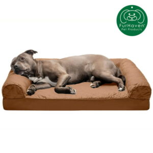 FurHaven | Orthopedic Quilted Sofa Pet Bed for Dogs & Cats, Toasted Brown, Large