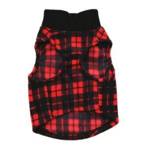 Pet Dog Polar Fleece Vest, Autumn Winter Pet Plaid Jacket Dog Coat Cold Weather Clothes Apparels for Small Medium Large Dogs,Red,M