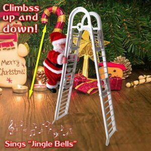 Final Clearance! Animated Musical Santa Claus Electric Climbing Ladder Up Tree Christmas Decor