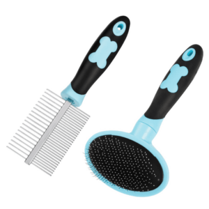 Springcorner 2 Pcs Slicker Brush, Dog Brush Gently Cleaning Pin Brush for Shedding Dog Hair Brush and Double Sided Grooming Comb for Small Medium Large Pets with Long Hair,Blue