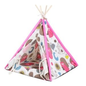 Washable Pet Tent Dog Bed Cat Shed House Portable Pet Teepee House with Mat