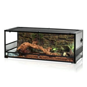 REPTI-ZOO Reptile Glass Terrarium, Sliding Doors with Screen Ventilation 48″ x 18″ x 18″(64 gallon)
