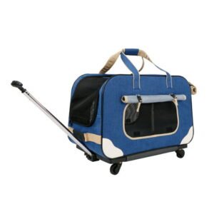 ELEGX Pet Rolling Carrier with Wheels for Up to 35 LBS,with Durable Handle and Flexible Wheels,Four Sides and Bottom Sponge Filling(Large Space-Not Airline Approved)