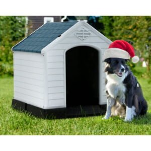 YRLLENSDAN 41/27/ 35 inch Plastic Large Dog House Outdoor, Waterproof Dog Houses for Medium Dogs House with Air Vents and Elevated Floor Indoor Weatherproof Doghouse for Small Dog