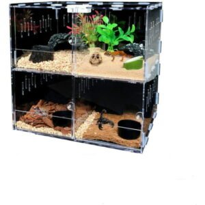 Miumaeov 4 Grids Acrylic Reptile Terrarium Lizard Cage Tank Climbing Pet Box Spider Snake