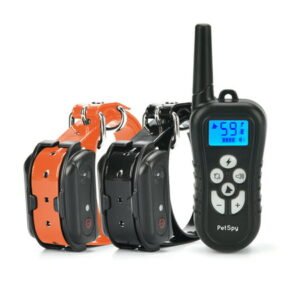 PetSpy Dual Training Shock Collar for 2 Dogs with Beep, Vibration and Electric Shocking, Rechargeable and Waterproof E-Collar Remote Trainer