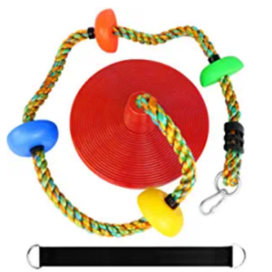 WHDZ Tree Swing Climbing Rope with Platforms and Disc Swings Seat,Outdoor Playground Swing Set Accessories for Kids,Trees House Tire Saucer Swing with Carabiner and Strap Kit,Red