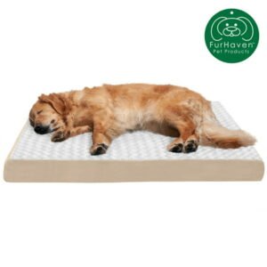 FurHaven Pet Products | Deluxe Orthopedic Ultra Plush Mattress Pet Bed for Dogs & Cats, Cream, Jumbo