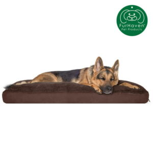 FurHaven Pet Products Deluxe Pet Bed for Dogs & Cats, Terry & Suede Snuggle, Espresso, Extra Large