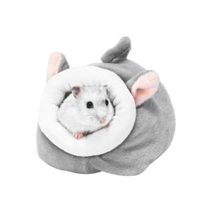 Smrinog Animal Mini Sleeping House Warm Pet Hedgehog Hamster Nest (Gray Mouse)