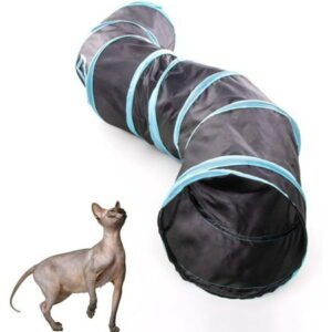 BEYCED S Way Cat Tunnel Indoor Cat Toys Collapsible Pop-up Pet Tube Hideaway Play Toy with Ball (S-Way,Black)