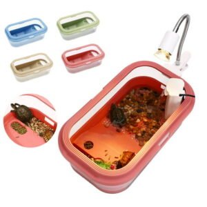 Turtle Tank, Tortoise Habitat Reptile Terrarium with Basking Platform, Double Layer Multifunctional Area Great for Turtles, Hermit Crabs, Terrapin and Small Reptiles (others not included)