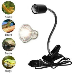 Adjustable Reptile Heat Lamp with Clip, E27 Clamp Lamp 25W/50W/70W, UVA UVB Basking Lamp for Lizard Turtle Snake Aquarium