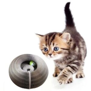 Magic Organ Cat Scratching Board–With a Toy Bell, Interactive Scratcher Cat Toy, Cat Grinding Claw Scratching Board, Foldable