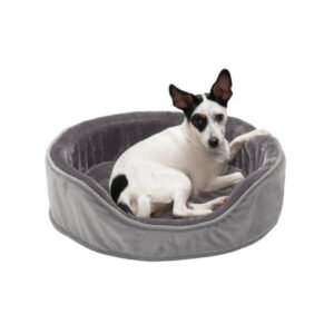 FurHaven | Orthopedic Plush & Velvet Oval Pet Bed for Dogs & Cats, Smoke Gray, Medium