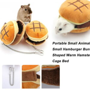 Kiplyki Wholesale Portable Small Animal Small Hamburger Bun Shaped Warm Hamster Cage Bed