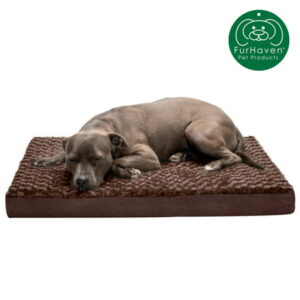 FurHaven Pet Products | Deluxe Memory Foam Ultra Plush Mattress Pet Bed for Dogs & Cats, Chocolate, Large