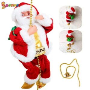 Spencer Electric Animated Climbing Santa Claus On Beads Chain Musical Figure Christmas Tree Decoration Toy Kids Gift