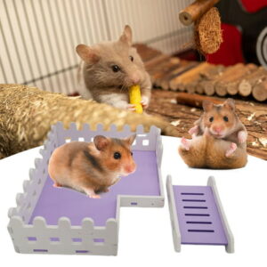 Visland Hamster Platform with Fence Pet Landscaping Cage Accessories DIY Small Pet House Platform ladder Toys Small Animal Supplies