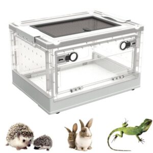 Yungwalm Small Animal Breeding Box Easy to Clean Small Animal Habitat Pet Cage Transparent Mini Reptile Habitat Terrarium with Cover sweetie