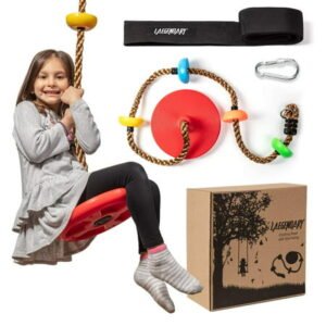 LAEGENDARY Single Disk Tree Swing Climbing Rope w/ Platforms, Multicolor