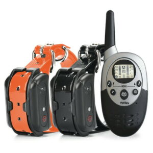 PetSpy 1100 Yard Waterproof Rechargeable Remote Training Dog Collar with Beep, Vibration and Electric Shock for 2 Dogs