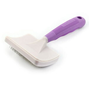 Pet Dog Cat Bristles Grooming Brush Comb with Purple Handle