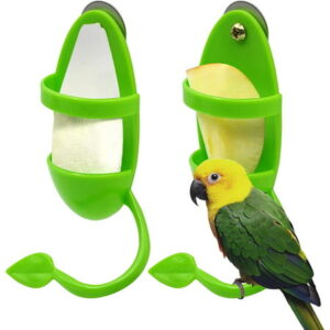 Bird Feeding Cup+Bird Perch Stand; Bird Toys,Cuttlebone Stand Holder Rack Birdcage Accessories Fruit Vegetable Storage for Birds Parakeets Cockatiels, Conures, Macaws, Lovebirds, Finches