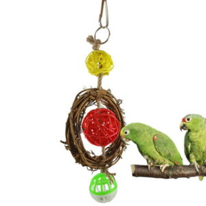 Archer Pet Bird Bites Toy Parrot Chew Ball Hanging Cockatiel Rattan Circle Decoration