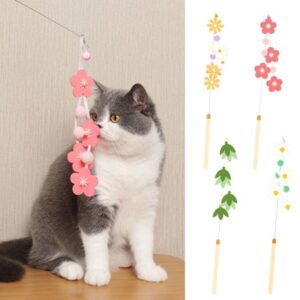 Pet Enjoy Interactive Cat Wand Toys, Plum Bossom Shape Floral Cat Wand Toy,Cat Toys Teaser Wand Toy Catcher for Indoor Cats Kitten Play Chase Exercise