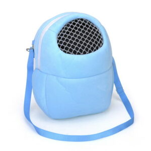 Hamster Carrying Bag Small Animal Outing Bag Carrying Travel Case with Breathable Mesh and Adjustable Shoulder Straps (Blue, L)