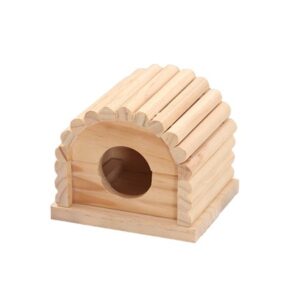 HOTYA Mini Wooden Hamster House Nesting Habitat Small Animals Natural Wood Play Hut