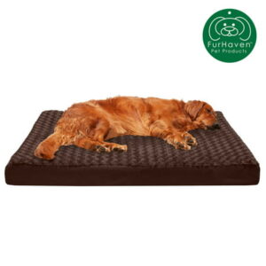 FurHaven Pet Products | Deluxe Memory Foam Ultra Plush Mattress Pet Bed for Dogs & Cats, Chocolate, Jumbo