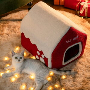 JNGSA Christmas Atmosphere Cat Place, Winter Warm All Season All-purpose House Bed House Villa Closed Winter Dog House Pet, Cat And Dog Christmas Gift Clearance