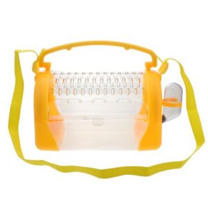 1PC Hamster Cage Pet Go out Box Outdoor Carrier Portable Small Animal Cage with Adjustable Strap (Orange)