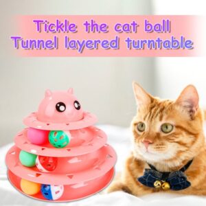 Danhjin Cat Toys Pet Toy Three-layer Turntable Track Funny Self-teaching Turntable Bell Pet Toy Cat Toys Interactive for Indoor Cats – Summer Savings Clearance