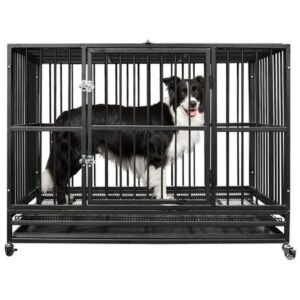 Walnest 48″H Heavy Duty Dog Cage W/Tray,Folding Kennel Dog Crate with Double Door Large Pets Playpen