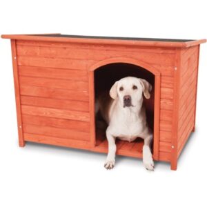 Doskocil Flat Wood Dog House for Medium Dogs, 50-90 lbs