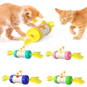 Pet Enjoy Interactive Cat Toys for Indoor Cat Feather Toys,Automatic Pet Exercise Toys,Tumbler Cat Toys Up and Down Toy for Play Cats/Kitten with Feather