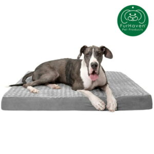 FurHaven | Deluxe Orthopedic Ultra Plush Mattress Pet Bed for Dogs & Cats, Gray, Jumbo Plus