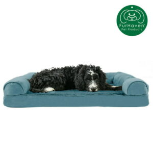 FurHaven Pet Products | Memory Foam Plush & Suede Sofa Pet Bed for Dogs & Cats, Deep Pool, Large