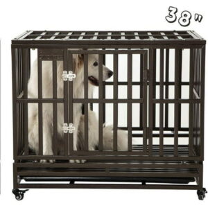 SMONTER Heavy Duty Dog Crate I Shape Strong Metal Kennel for Large Dogs