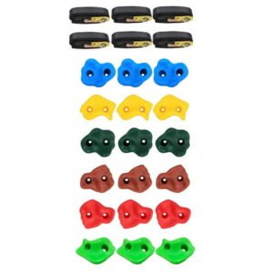18 Ninja Tree Climbing Holds,Rock Climbing Holds,6 Black Ratchet Straps Training